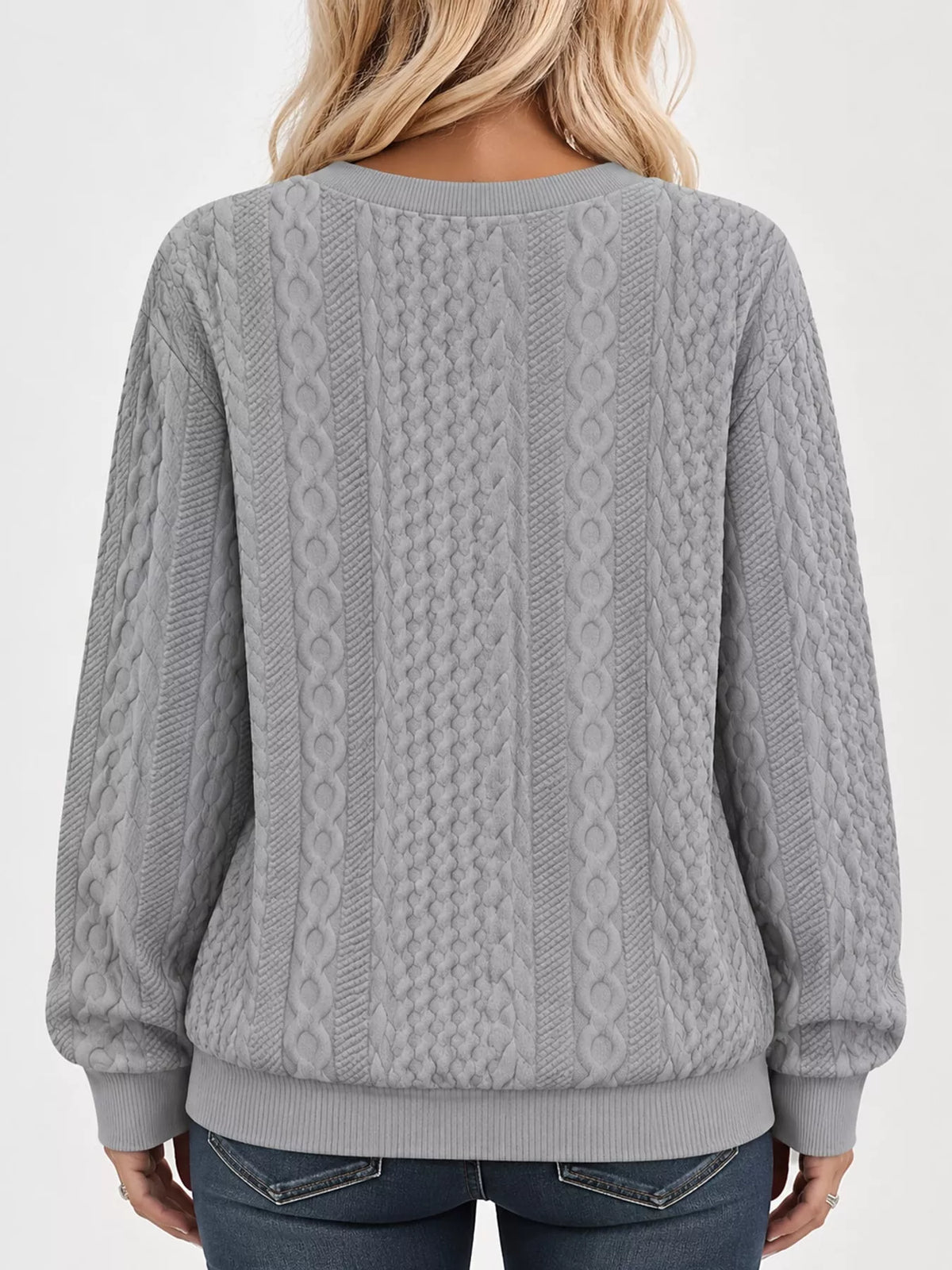 Full Size Quarter-Zip Cable Knit Sweatshirt Plus Size