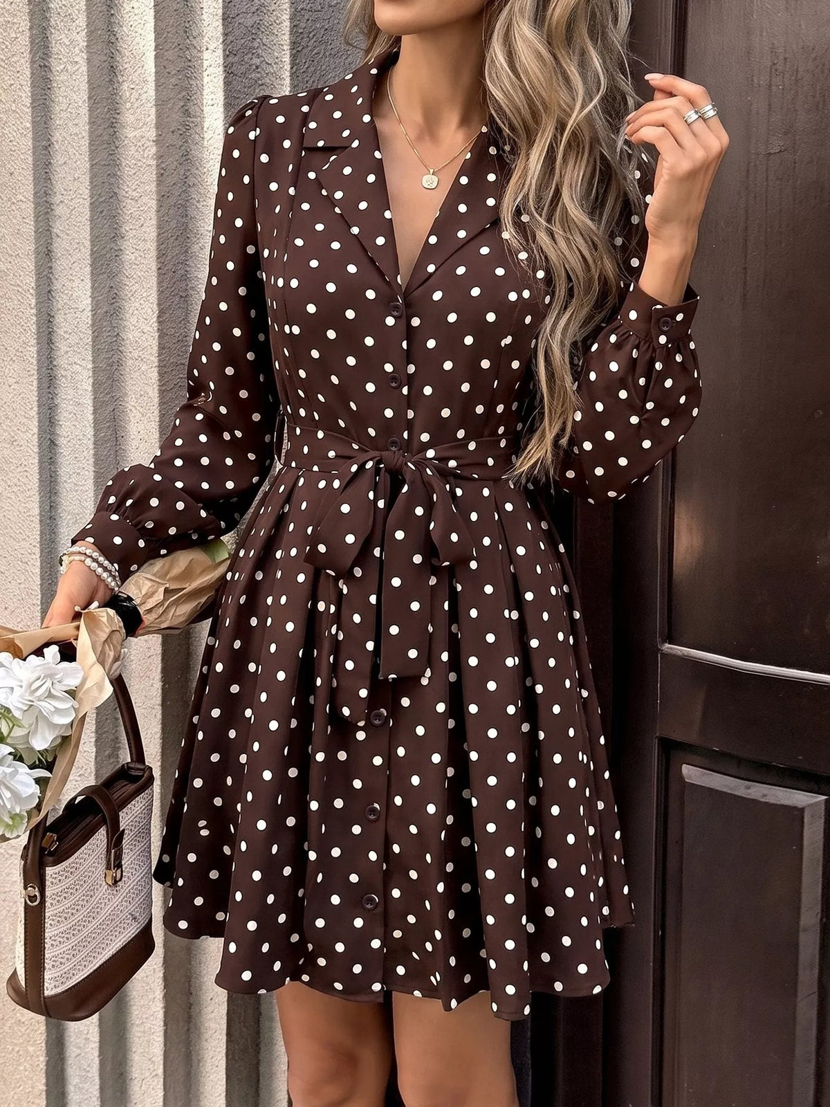 Hedvika's Polka Dot Long Sleeve Shirt Dress