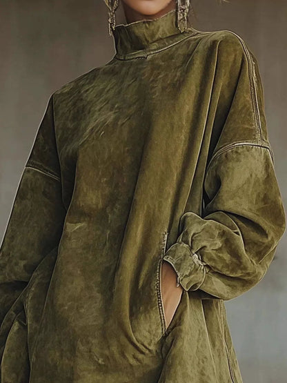 Fringe Turtleneck Long Sleeve Dress