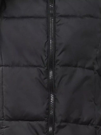Full Size Zip Up Hooded Longline Puffer Outerwear Plus Size