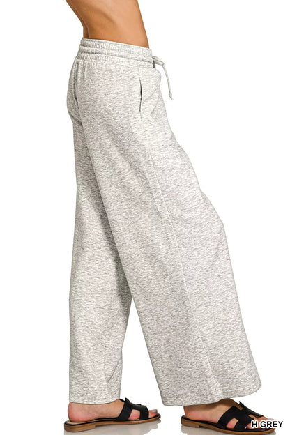 Zenana Scuba Drawstring Wide Leg Pants