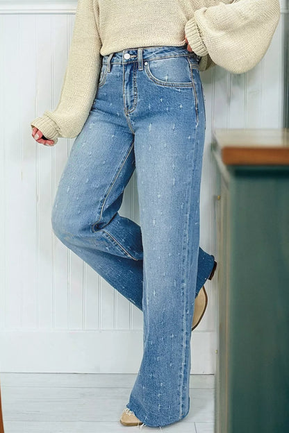 Distressed Detail Tummy Control Raw Hem Jeans