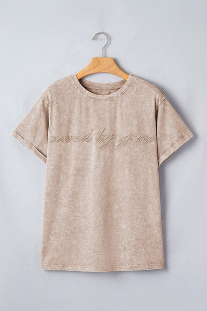Casual saved by grace Mineral Washed Cotton T Shirt