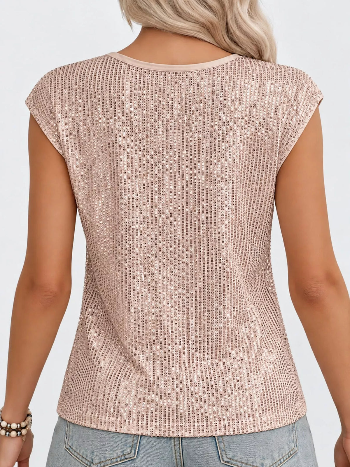 Sequin Round Neck Tank