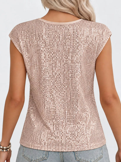 Sequin Round Neck Tank