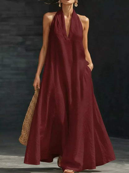 Full Size Halter Neck Sleeveless Maxi Dress Plus Size