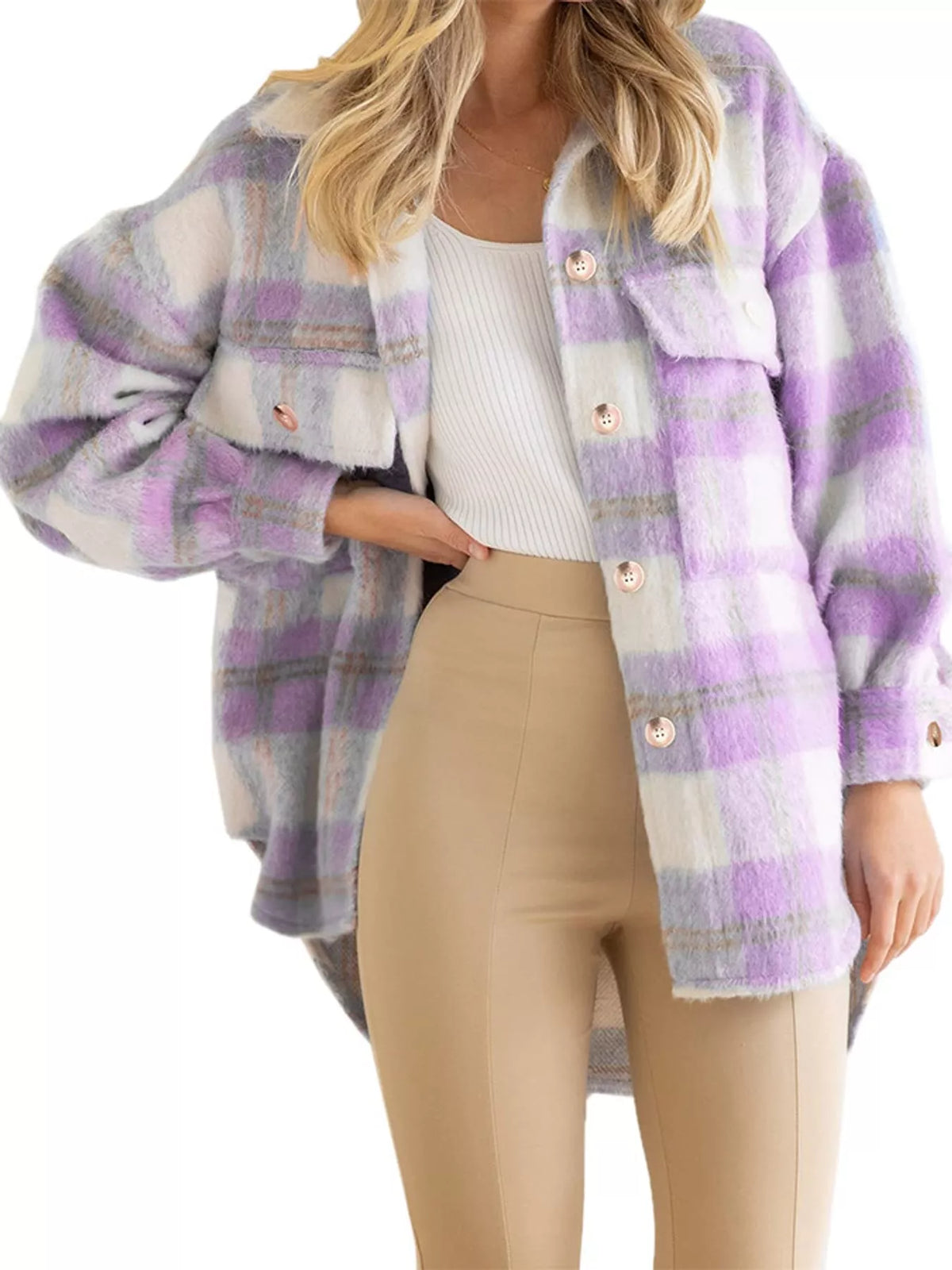 Plaid Button-Down Jacket