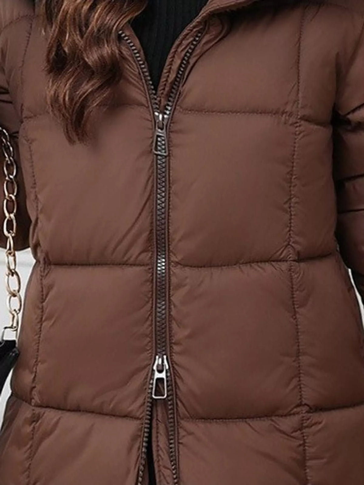 Full Size Zip Up Hooded Longline Puffer Outerwear Plus Size