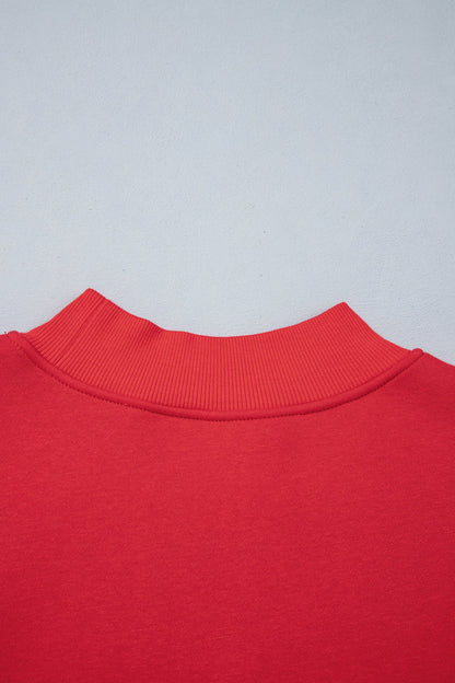 Fiery Red Gingham Plaid Oversized Pullover Sweatshirt