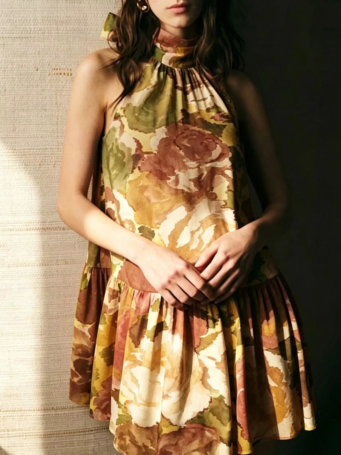 Full Size Floral Print Sleeveless Mini Dress Plus Size
