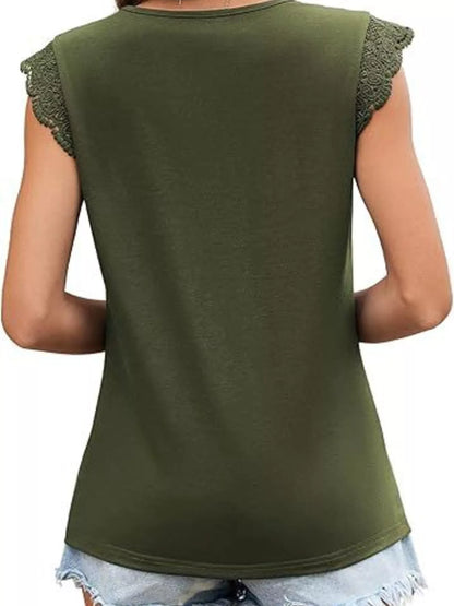 Lace Trim Round Neck Top