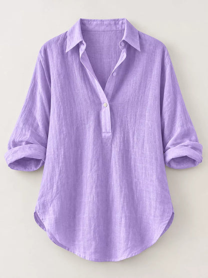Collared Neck Long Sleeve Blouse