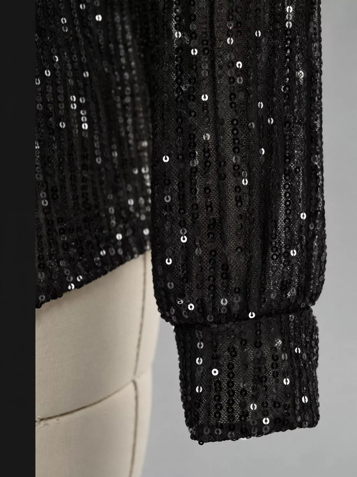 Full Size Sequin Button Up Long Sleeve Shirt Plus Size