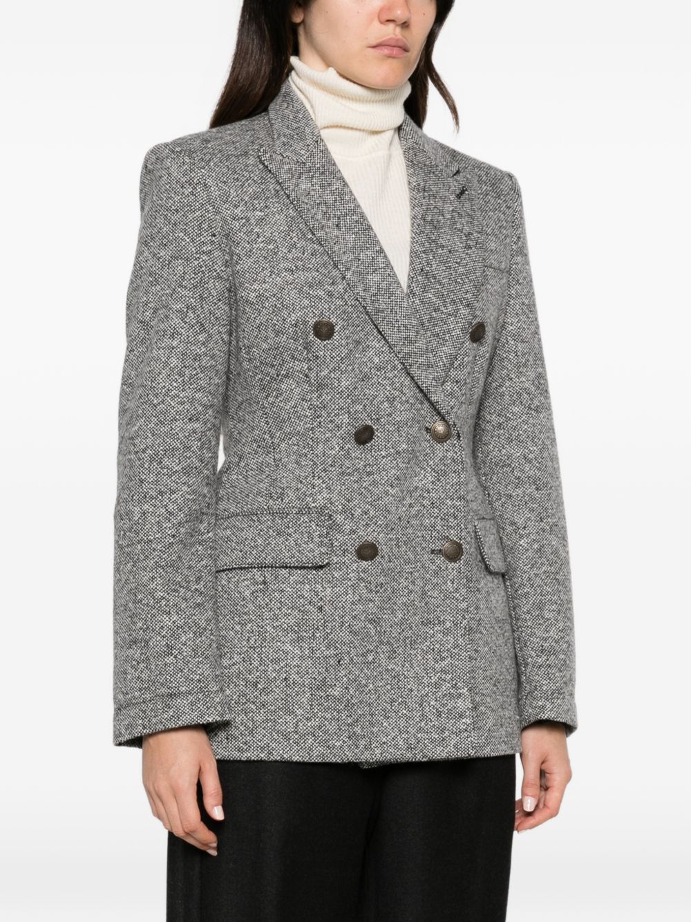Emporio Armani Tweed Double-Breasted Blazer Jacket