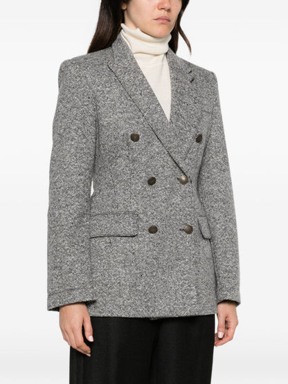 Emporio Armani Tweed Double-Breasted Blazer Jacket