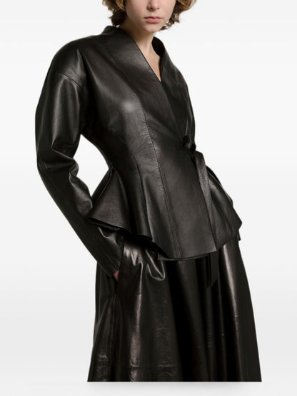 032C Faux leather midi skirt