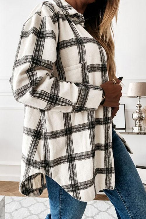 Clidress Retro Plaid Big Button Shirt Coat(11 Colors)