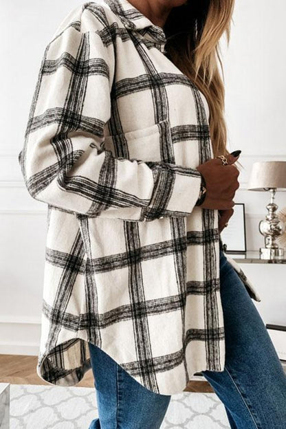 Clidress Retro Plaid Big Button Shirt Coat(11 Colors)