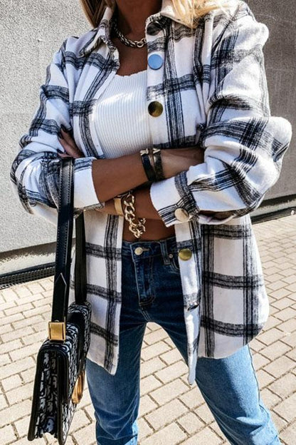 Clidress Retro Plaid Big Button Shirt Coat(11 Colors)