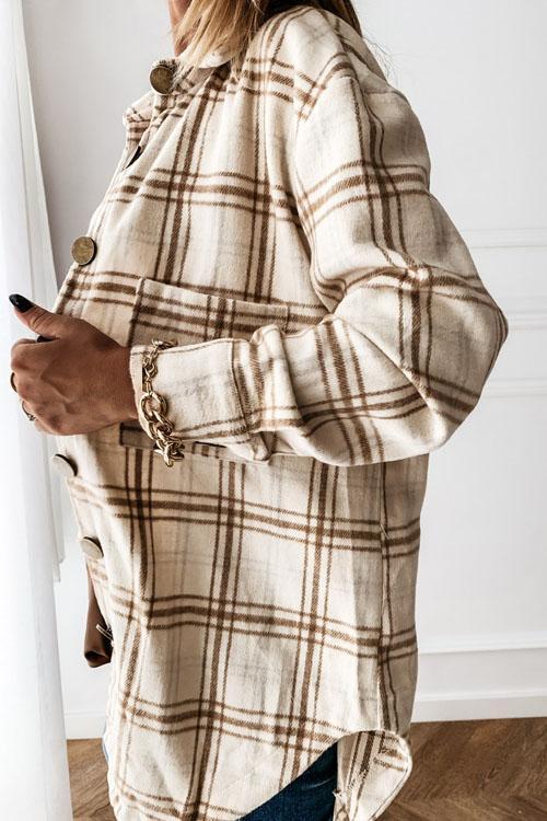 Clidress Retro Plaid Big Button Shirt Coat(11 Colors)