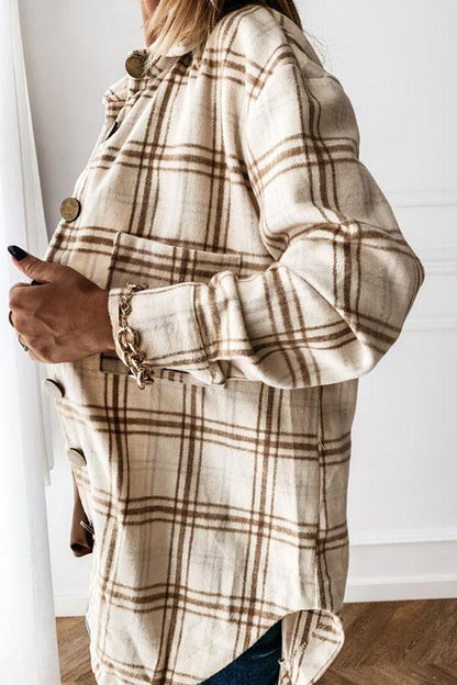 Clidress Retro Plaid Big Button Shirt Coat(11 Colors)