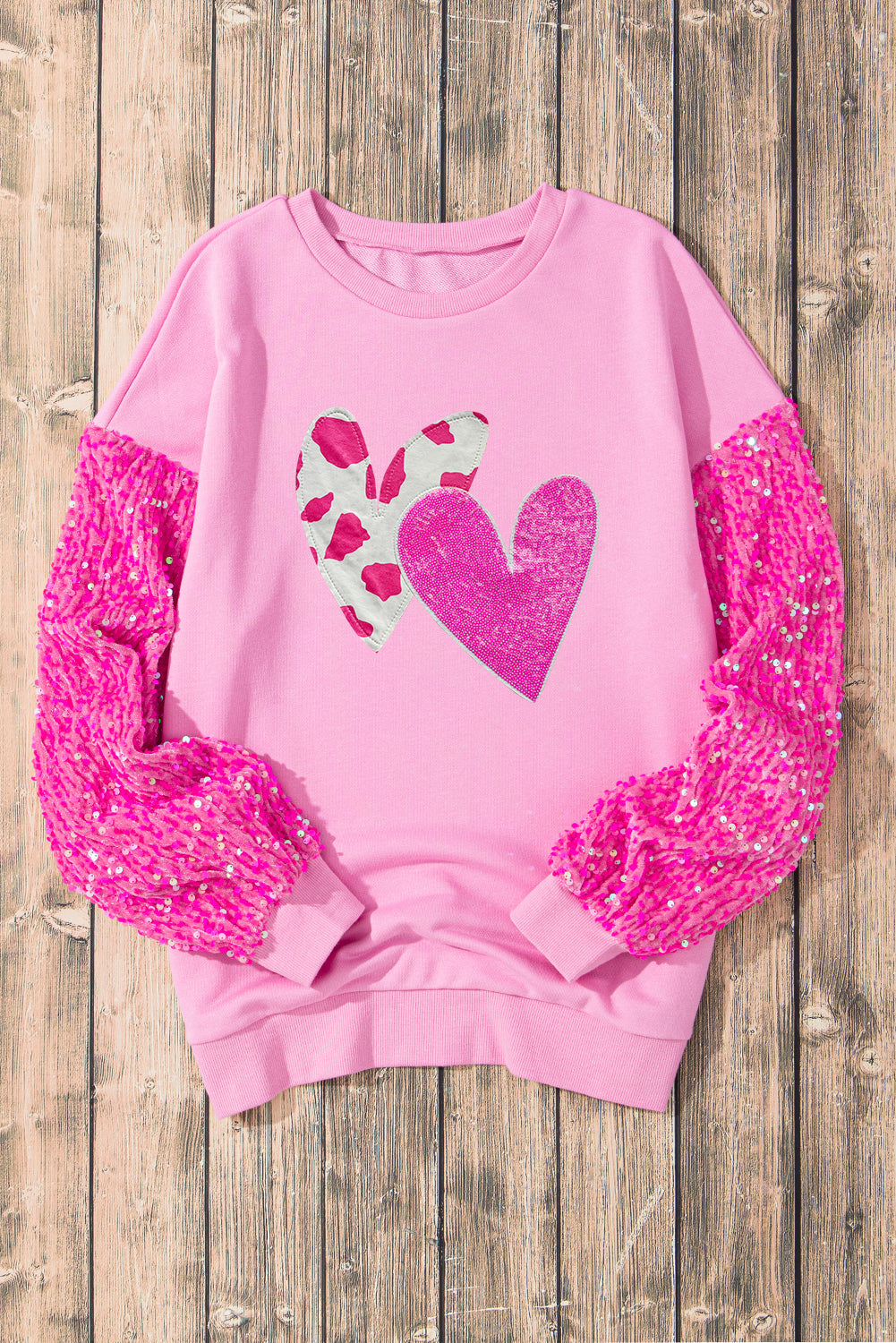 | Valentine’S Day Sequin Heart Long Sleeve Sweatshirt