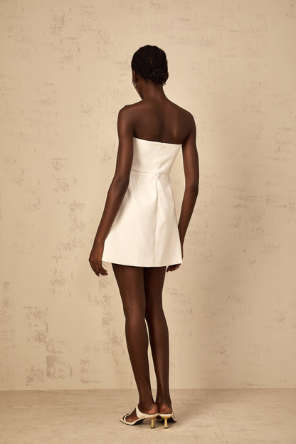 Irène White Off-Shoulder Sequin Floral Embroidered Mini Dress