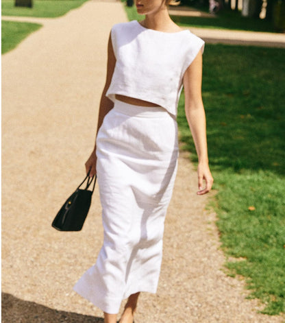 Casual Hollow Sling Cotton Linen Dress
