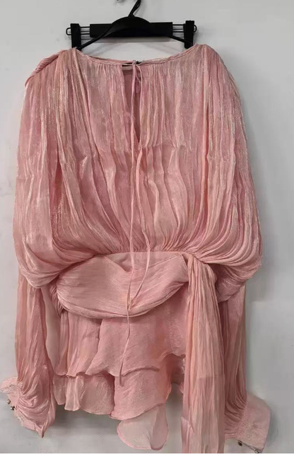 Clidress Satin Irregular Ruffled Mini Dress(8 Colors)