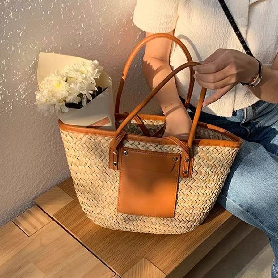 Clidress Summer Woven Tote Bag Handbag