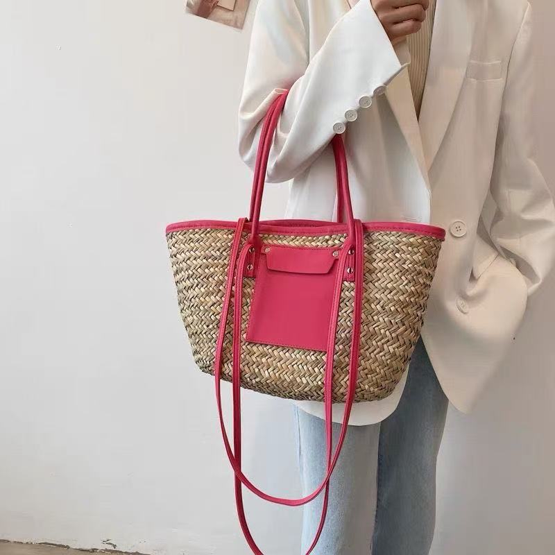Clidress Summer Woven Tote Bag Handbag