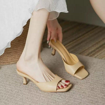 Leather High-heel Sandals