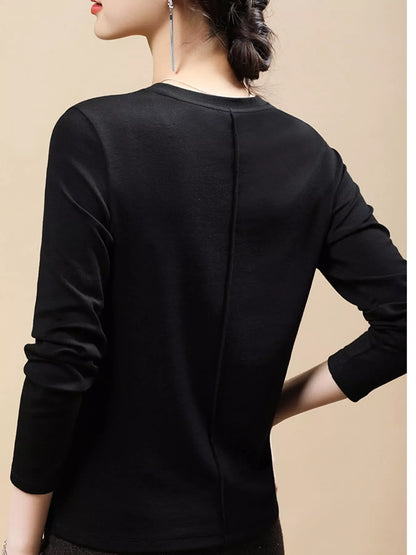 Plus Size Solid Long-Sleeve Crew Neck T-Shirt