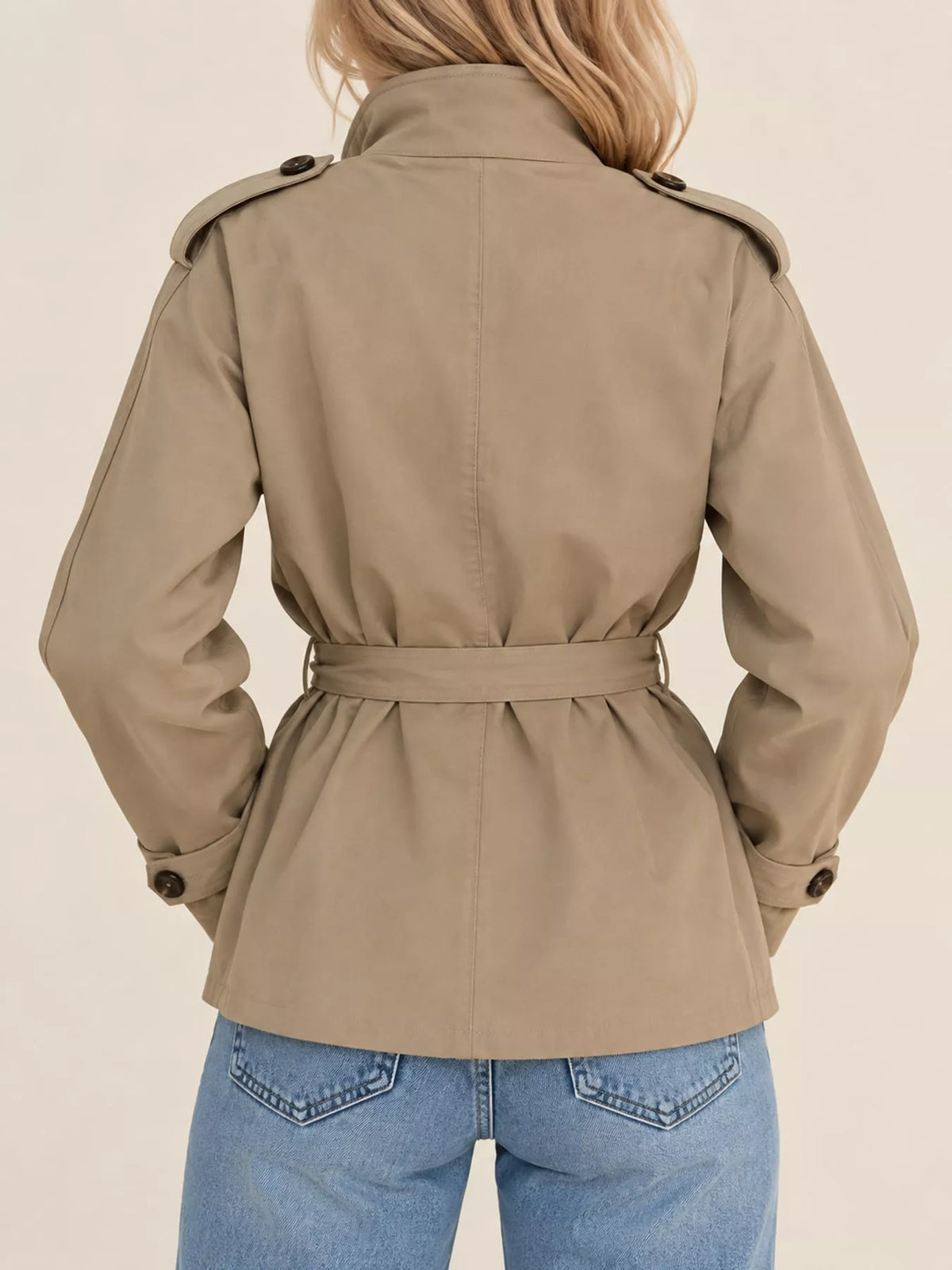 Full Size Double-Breasted Belted Trench Outerwear Plus Size