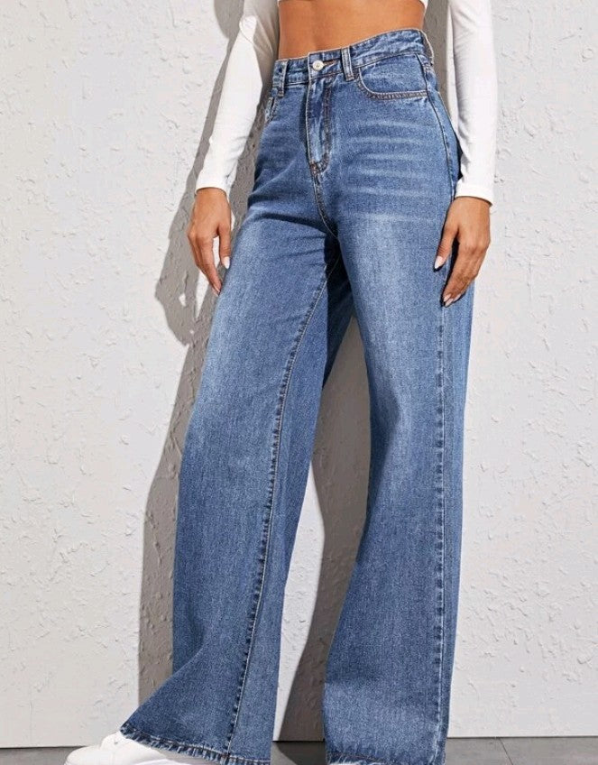 High-Waist Wide-Leg Jeans Day to Night Blue