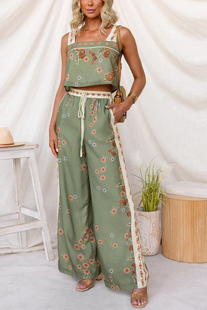 Sleeveless Floral Print Crop Top