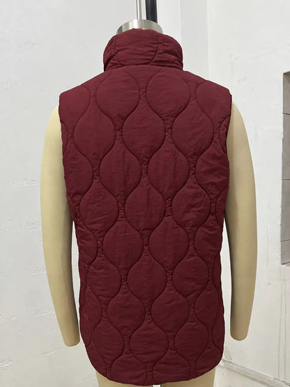 Quilted Snap Button Vest Coat