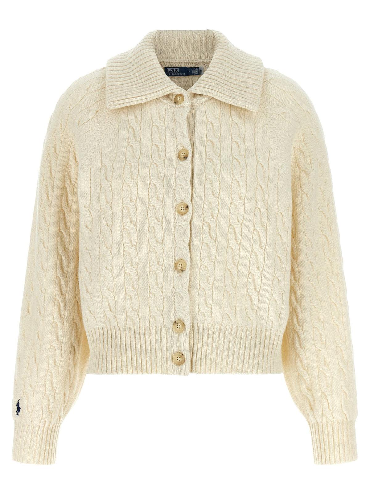 Polo Ralph Lauren White Braid Wool And Cashmere Cardigan