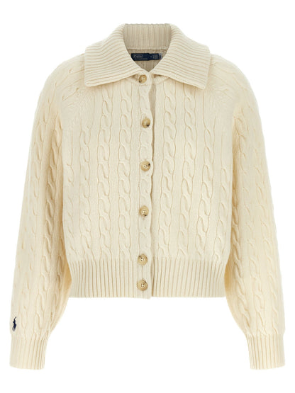 Polo Ralph Lauren White Braid Wool And Cashmere Cardigan