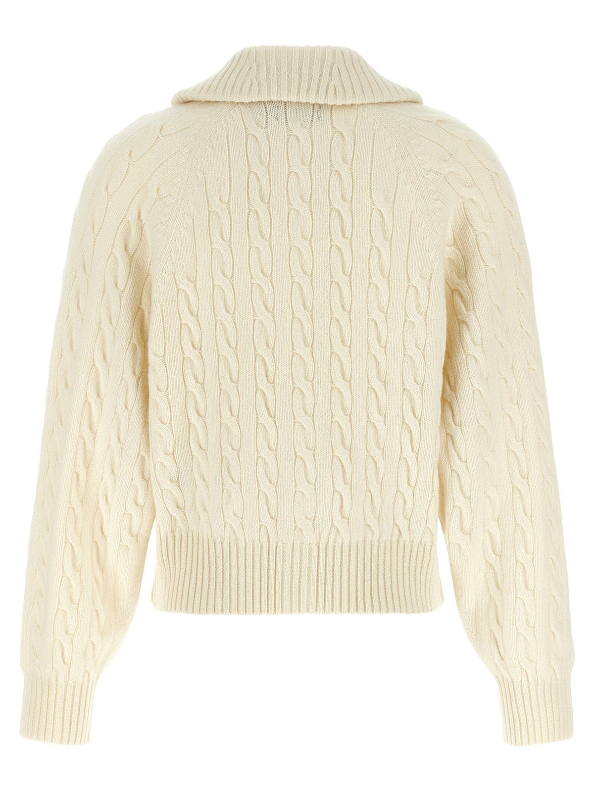 Polo Ralph Lauren White Braid Wool And Cashmere Cardigan
