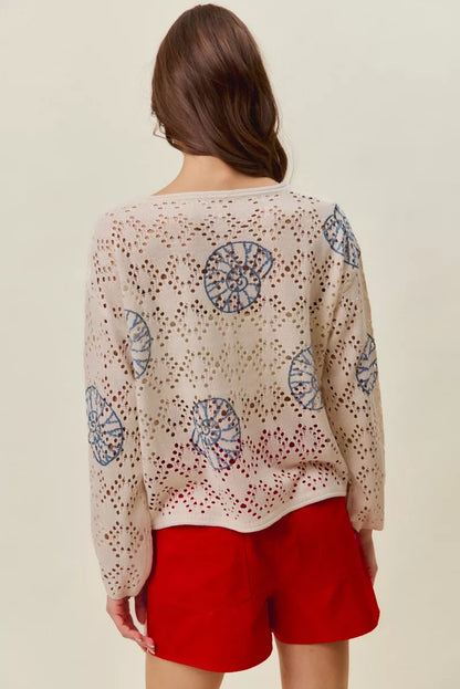 SO ME Seashell Lightweight Sweater Top