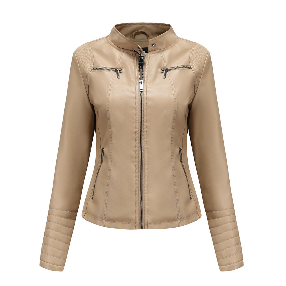 Sexy Day to Night Faux Leather Jacket Apricot