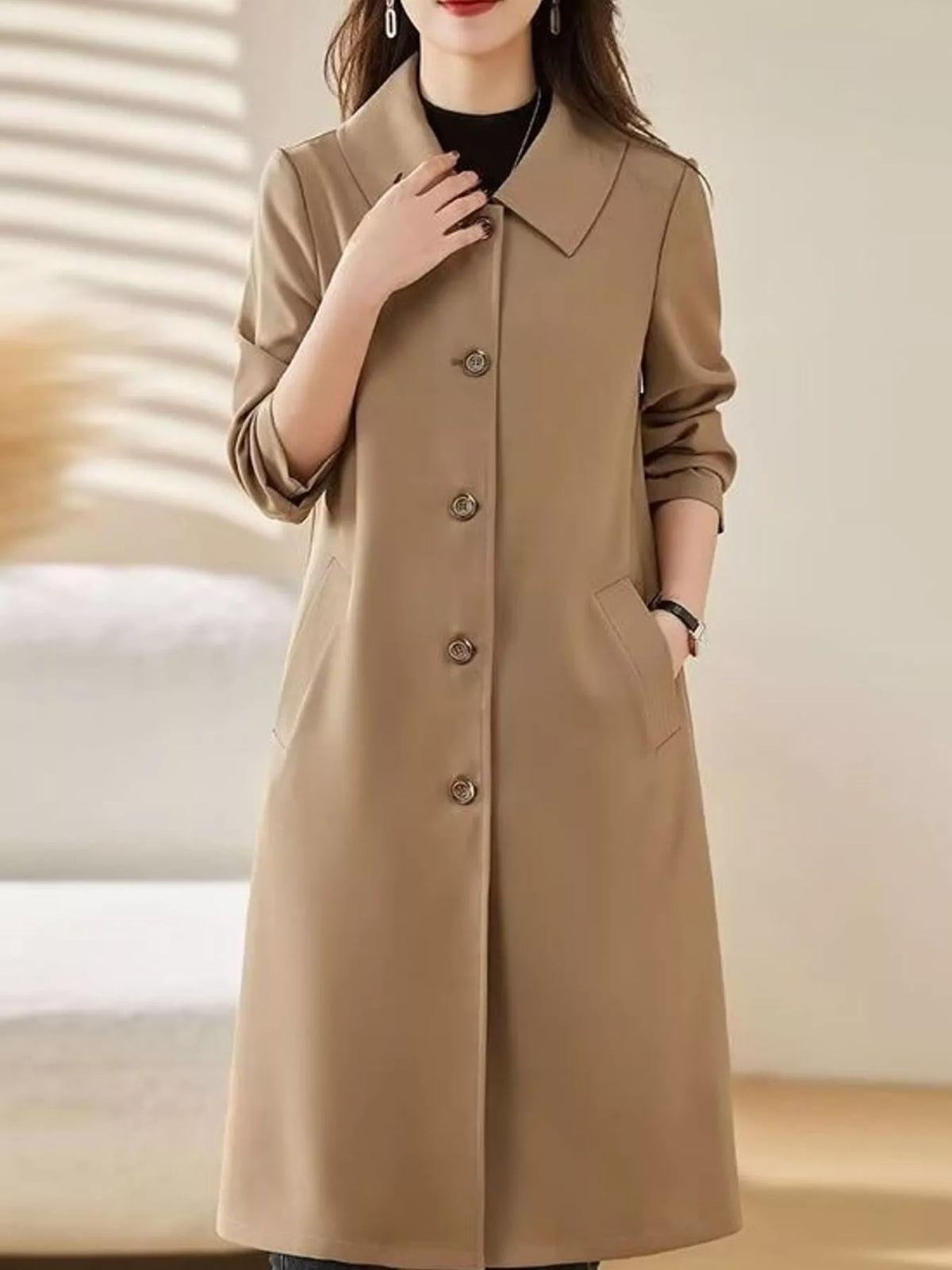 Plus Size Button Up Longline Coat