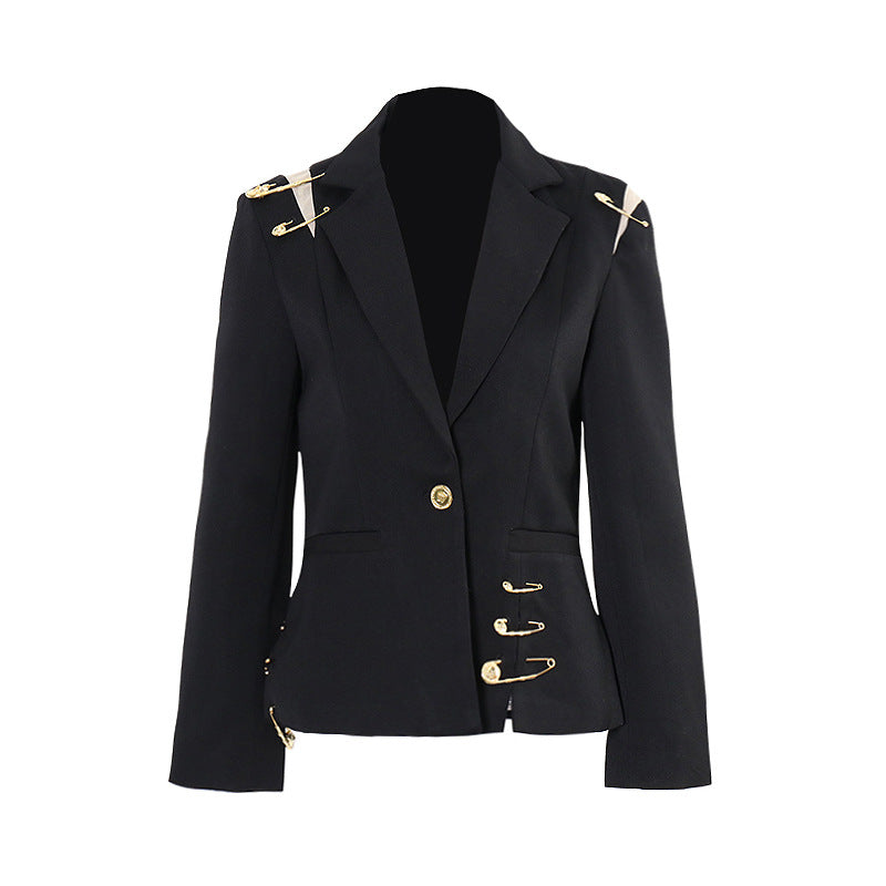 Long Sleeves Black Blazer Black