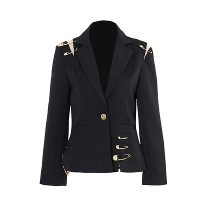 Long Sleeves Black Blazer Black