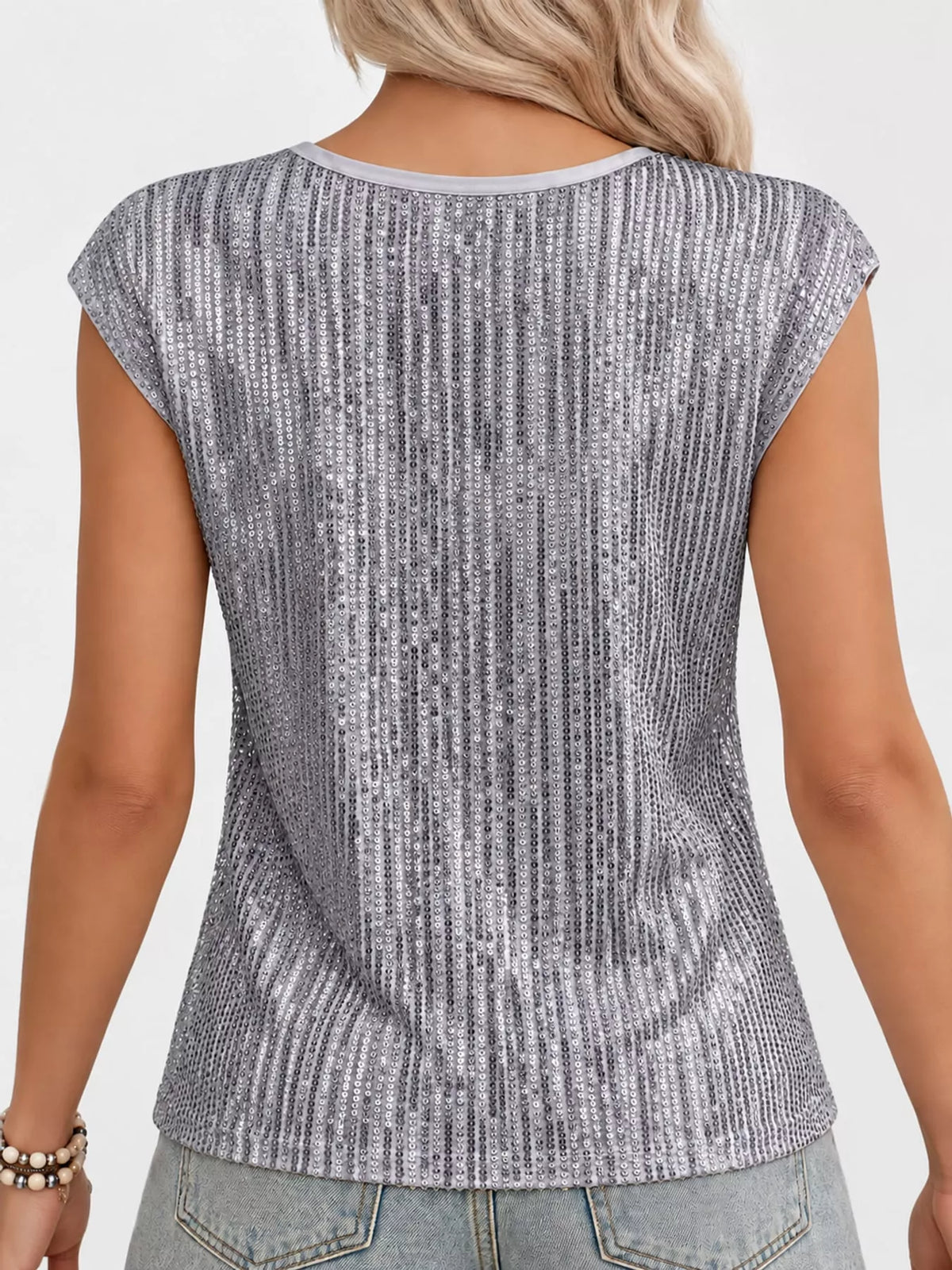 Sequin Round Neck Tank