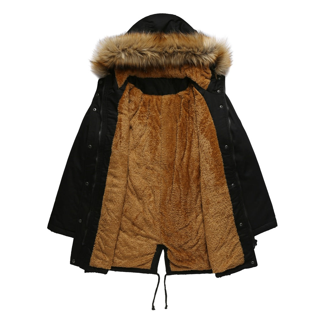 Fleece Lined Cotton-Padded Parkas Black