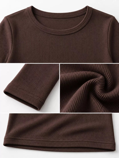 Minimalist Slim-Fit Long Sleeve Crew Neck T-Shirt