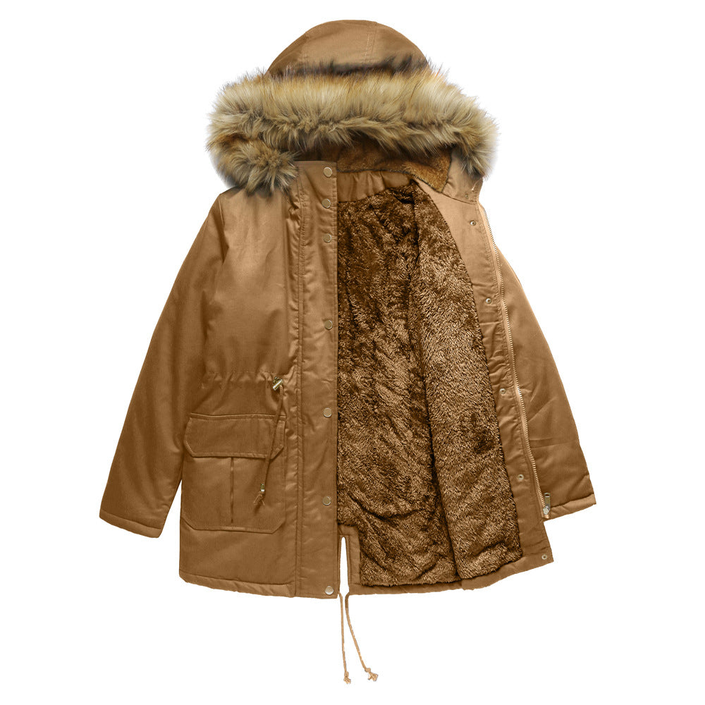 Fleece Lined Cotton-Padded Parkas Khaki