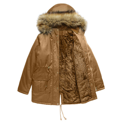 Fleece Lined Cotton-Padded Parkas Khaki